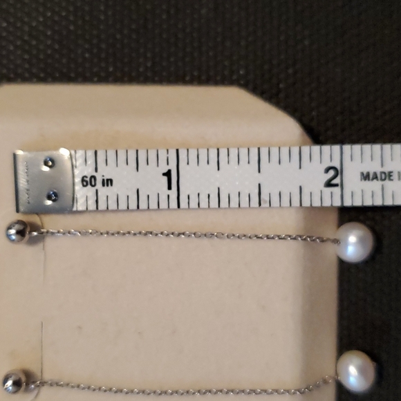 Macys White Freshwater Pearl Chain Earrings in 14k White Gold - EUC - Picture 4 of 7